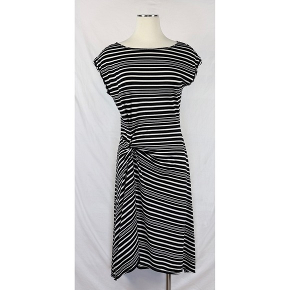 Max Studio Dresses & Skirts - Max Studio Black White Twist Front Midi Dress M Classy Country Club Casual